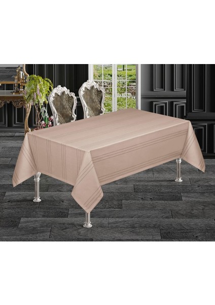 Keten Efektli Polyester Kumaş Çizgili Masa Örtüsü fırsatları