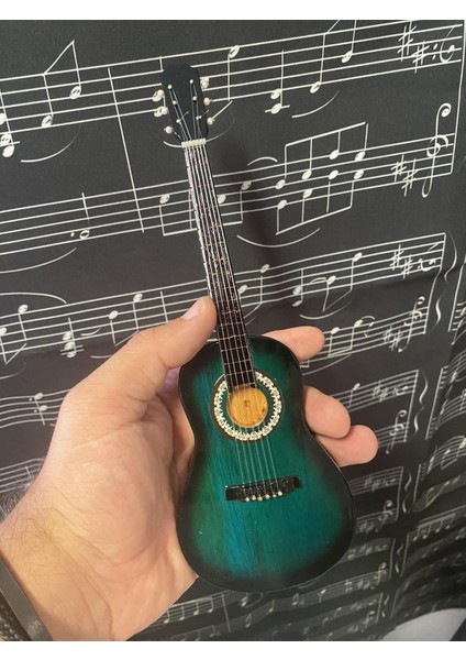 Minyatür Gitar Yeşil Klasik Gitar 25 cm Hediyelik Biblo