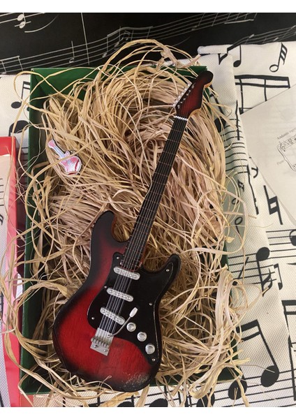 Elektro Gitar Kahve Rengi El Yapımı Biblo Minyatür 25 cm 3D modelleri