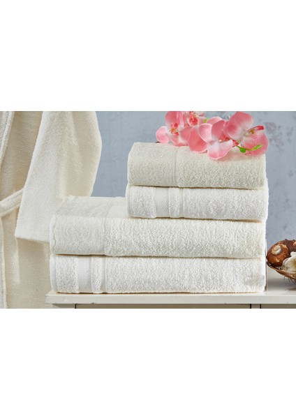 Family Dantelli Krem & Krem Aile Bornoz Seti 6 Parça Çeyizlik Kadın Erkek Bornoz Banyo Havlu Takımı modelleri