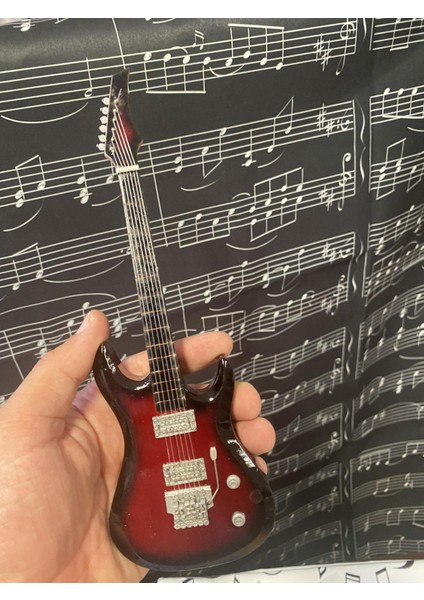Elektro Gitar Koyu Kahve El Yapımı Biblo Minyatür 25 cm fırsatları
