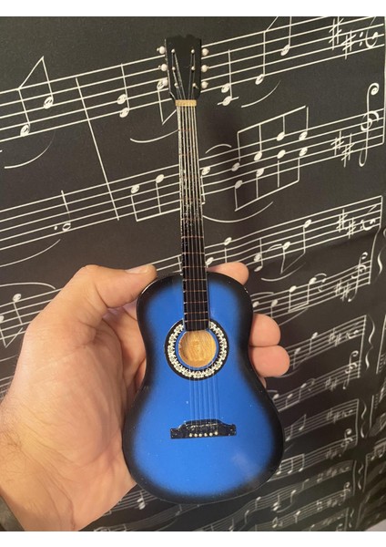 Minyatür Gitar Mavi Klasik Gitar 25 cm Hediyelik Biblo