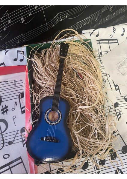 Minyatür Gitar Mavi Klasik Gitar 25 cm Hediyelik Biblo modelleri
