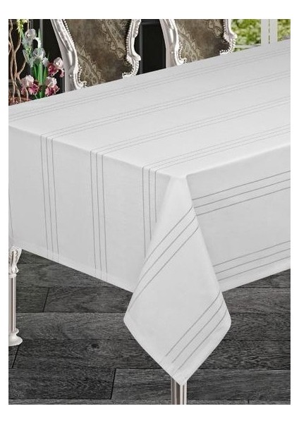 Keten Efektli Polyester Kumaş Çizgili Masa Örtüsü fiyatları