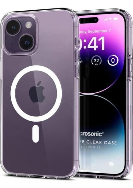 Apple iPhone 15 Kılıf Magsafe Clear Soft Şeffaf