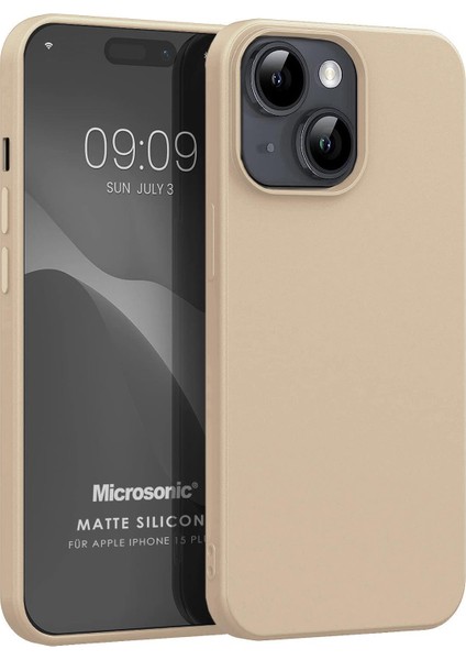 Matte Silicone Apple iPhone 15 Plus Kılıf Gold