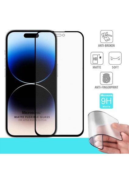 Apple iPhone 15 Plus Seramik Matte Flexible Ekran Koruyucu Siyah