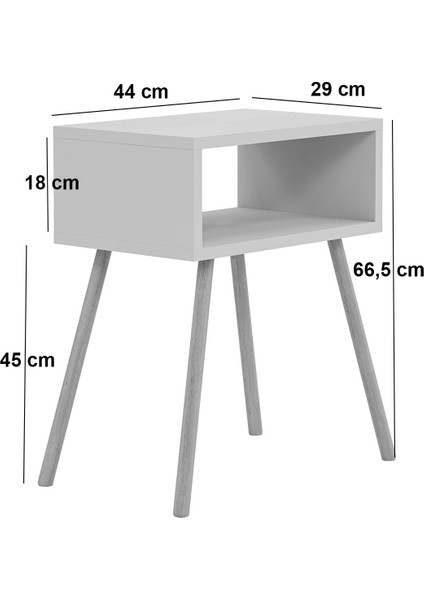 Ahşap Ayaklı Raflı Komodin