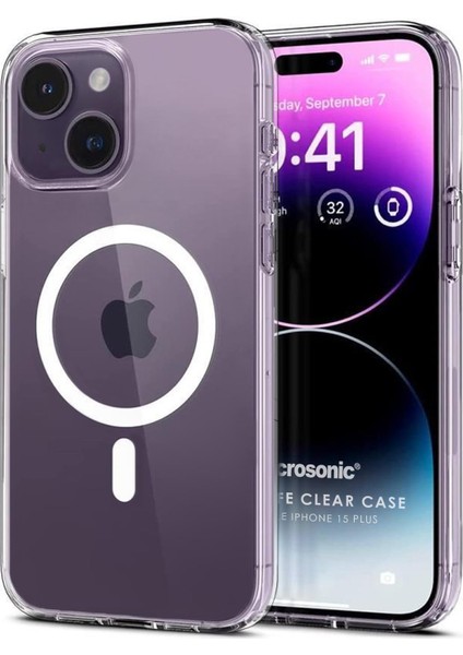Apple iPhone 15 Plus Kılıf Magsafe Clear Soft Şeffaf