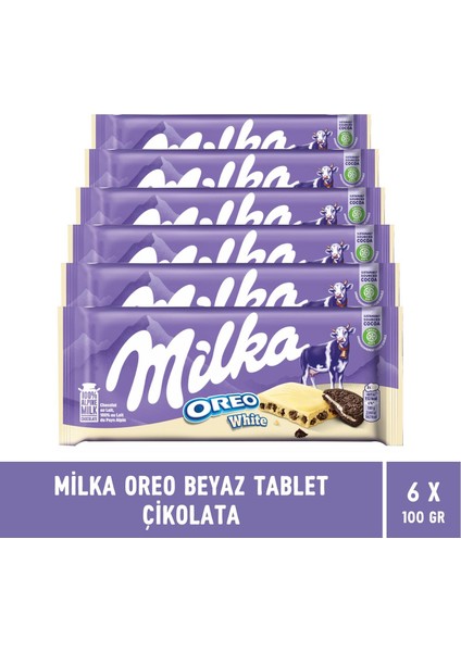 Oreo Beyaz Tablet Çikolata 100 gr - 6 Adet