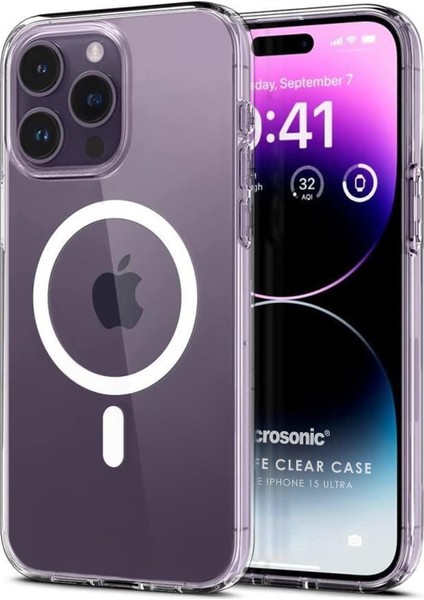 Apple iPhone 15 Ultra Kılıf Magsafe Clear Soft Şeffaf