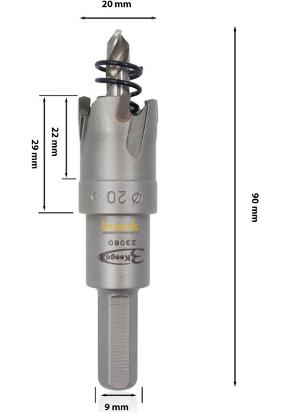 20 mm Tct Elmas Uçlu Panç HG60
