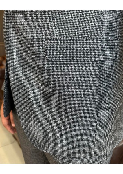 Italyan Stil Slim Fit Ceket Yelek Pantolon Takım Elbise Siyah T9796