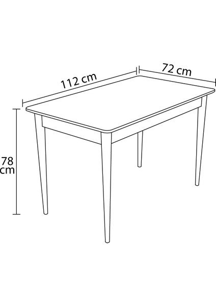 Mbi Konsept yemek Masası 72*112 cm 1. Kalite Sabit Mdf Lam Masa gürgen Ağacı Ayak