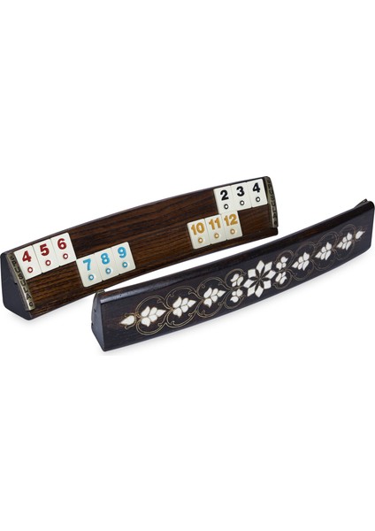 Pusula Oval Okey Takımı Medusa Telkari İşlemeli Ahşap 4 Istaka 106 Taşlı Oyun Seti