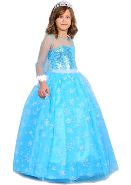 Butik Happy Kids Kız Çocuk Prenses Elsa Kostümü Uzun Kollu Elsa Kostümü 1-12 Yaş