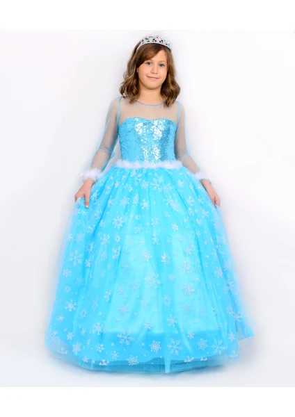 Butik Happy Kids Kız Çocuk Prenses Elsa Kostümü Uzun Kollu Elsa Kostümü 1-12 Yaş