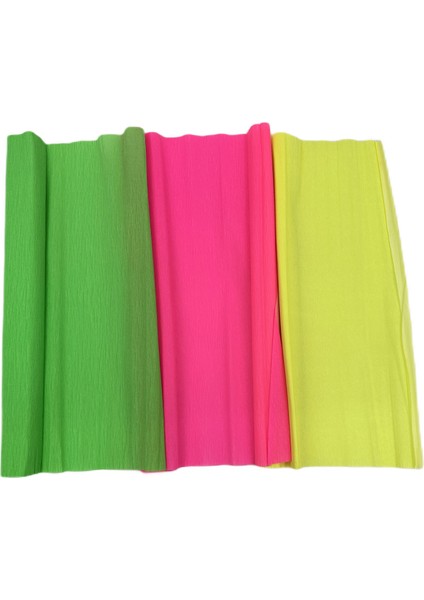 Roco Paper Neon Renkli Krapon Kağıtları - 3'lü Set 40GR 50X250CM