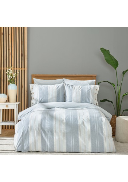 Palma Indigo Tek Kişilik Ipliği Boyalı Nevresim Takımı