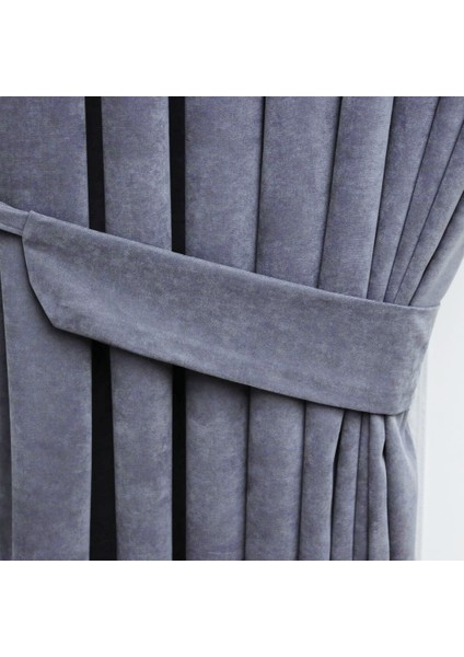 Petek Dokulu Kadife Fon Perde 1/2,5 Normal Pile Tek Kanat - Koyu Gri fiyatları