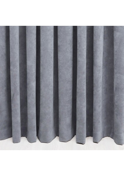 Petek Dokulu Kadife Fon Perde 1/2,5 Normal Pile Tek Kanat - Koyu Gri fırsatları