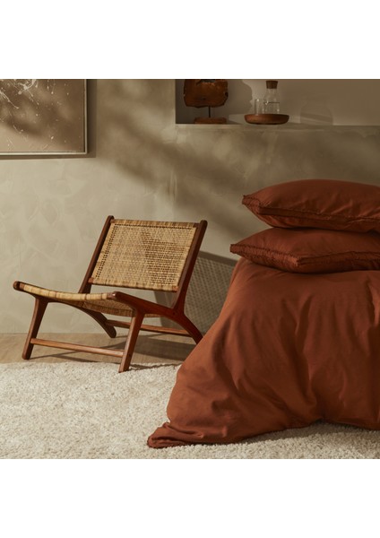 Pollen Keten Çift Kişilik Nevresim Takımı Terracotta fırsatları
