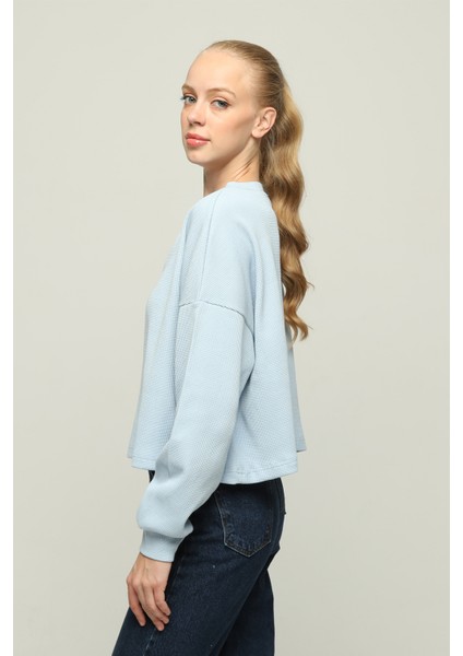 Kadın V Yaka Uzun Kol Oversize Özel Kumaş Bluz fırsatları