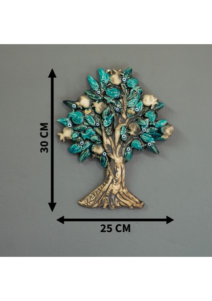 Seramik Narlı Hayat Ağacı Duvar Süsü Nazar Boncuklu Hediyelik Duvar Dekorasyonu