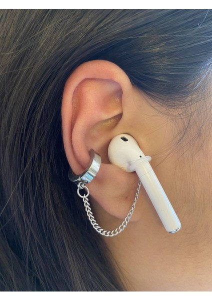 Cerrahi Çelik Paslanmaz Sıkıştırmalı Kıstırmalı Halka Airpods Kulaklık Küpesi