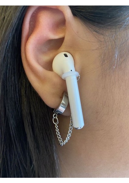 Cerrahi Çelik Paslanmaz Sıkıştırmalı Kıstırmalı Halka Airpods Kulaklık Küpesi