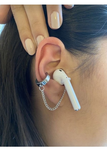 Cerrahi Çelik Paslanmaz Sıkıştırmalı Kıstırmalı Halka Airpods Kulaklık Küpesi