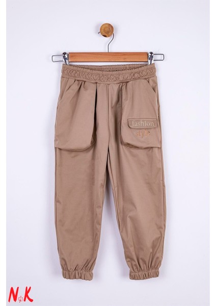 Kız Çocuk Cep Detaylı Paçası Lastikli Pantolon 55519 Camel