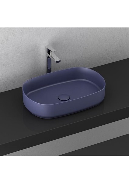Infinity Tezgah Üstü Lavabo 55 cm Isvea Mavisi Extra Dekorsuz Deliks 10NF65055