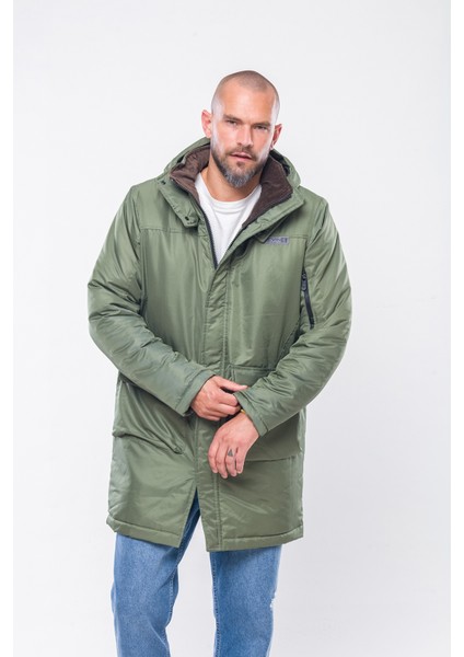 K235 Erkek Yeşil Kapşonlu Parka