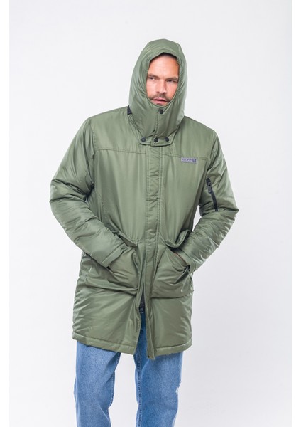 K235 Erkek Yeşil Kapşonlu Parka