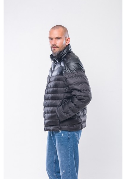 K237 Erkek Siyah Ince Şişme Mont modelleri