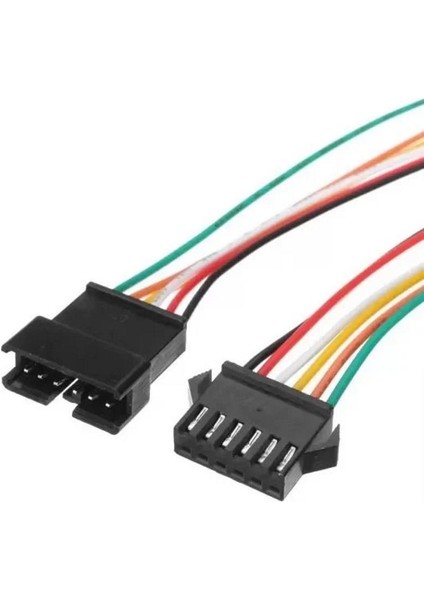 Sanec 2,5mm Jst Sm 6pin Siyah Seyyar Kablolu Konnektör Dişi Erkek Takım 30CM+30CM - 0,25MM - Çift Taraflı
