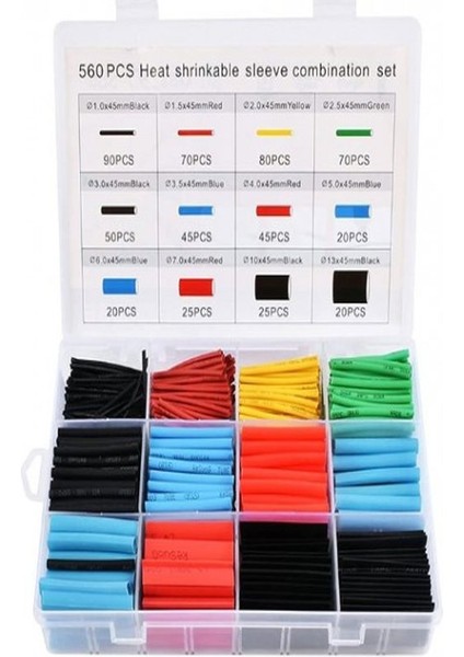 560 Parça Set Isıyla Daralan Makaron Kablo Koruyucu Kılıf Makaron Kablo Yalıtım Isı Boru Daralan fiyatları