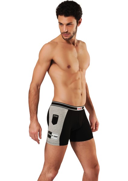 3 Lü Paket Erkek Lycralı Cotton Siyah Boxer EDY307-308S
