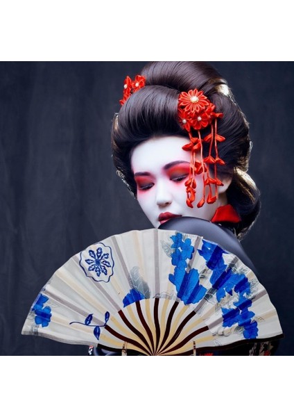 Japon Bambu Kumaş Yelpaze Çanta Boy Stant Hediyeli NO.115