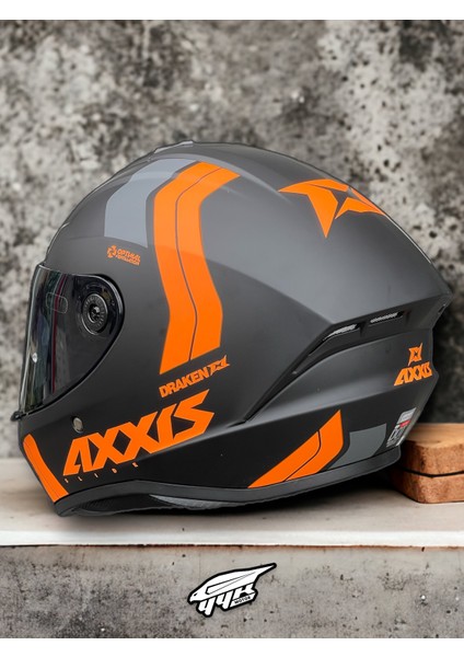 Draken Orange. ''2 Vizörlü'' + ''sticker'' Hediyeli, Mat Motosiklet Kapalı Kask fiyatları