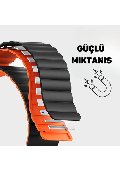 Akıllı Saat Watch için Uyumlu 42MM 44MM 45MM 49MM 1/2/3/4/5/6/se/7/8/ultra Magnetli Kordon ve Kayışı Siyah