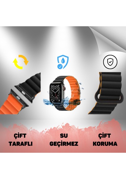 Akıllı Saat Watch için Uyumlu 42MM 44MM 45MM 49MM 1/2/3/4/5/6/se/7/8/ultra Magnetli Kordon ve Kayışı Siyah