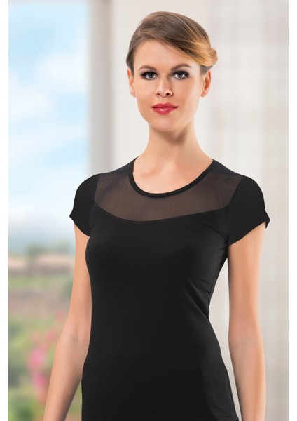 Kadın Lcyra Süprem Kısa Kollu Siyah T-Shirt EDY2436-2437