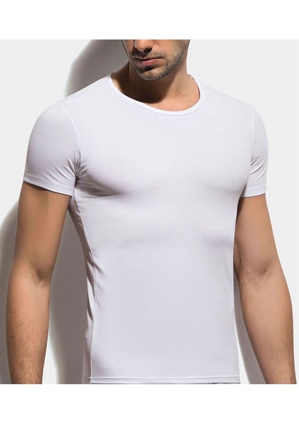 3 Lü Paket Erkek Bisiklet Yaka Lcyralı Kısa Kollu Beyaz T-Shirt EDY704-705B