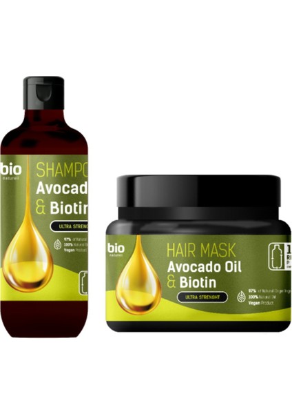 Avokado Yağı ve Biotin Seti Şampuan 355 ml Saç Maskesi 295 ml