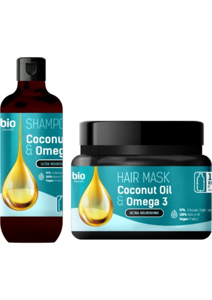 Hindistan Cevizi Yağı ve Omega 3 Seti Şampuan 355 ml Saç Maskesi 295 ml