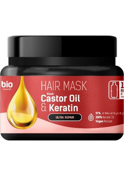 Saç Maskesi Siyah Hint Yağı ve Keratin Ultra Onarıcı 295 ml