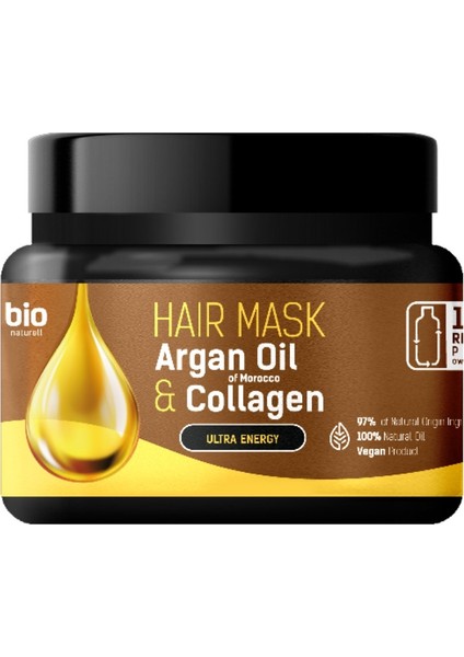 Saç Maskesi Fas Argan Yağı ve Kollajen Ultra Enerji 295 ml