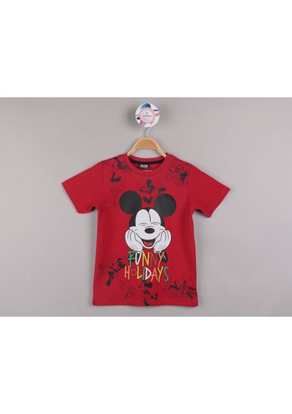 Mickey Mouse Eğlenceli ve Renkli Pamuklu Çocuk Tişörtleri 36/1 Full Lyc Süprem Kısa Kollu